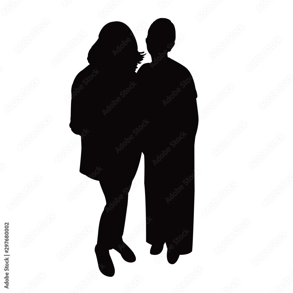 two women standing bodies, silhouette vector