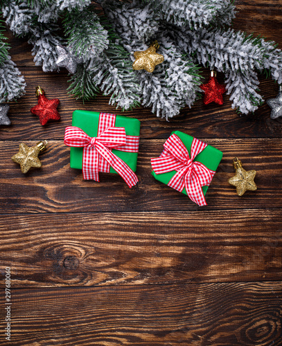 Christmas gift boxes and stripped thread
