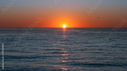 Bright morning sunrise at sea.