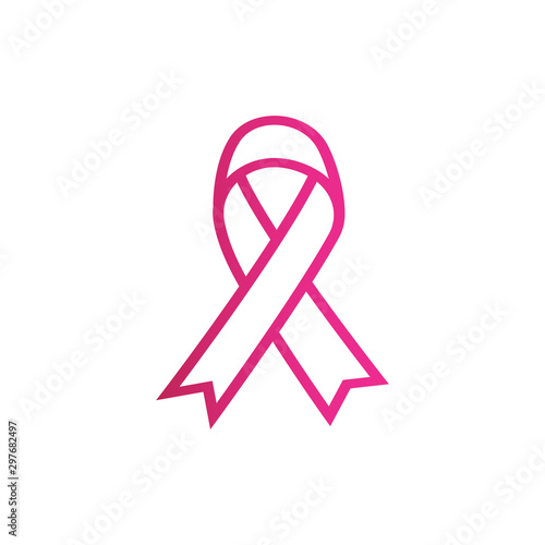 Breast cancer awareness pink ribbon. Stock Vector illustration isolated on white background.