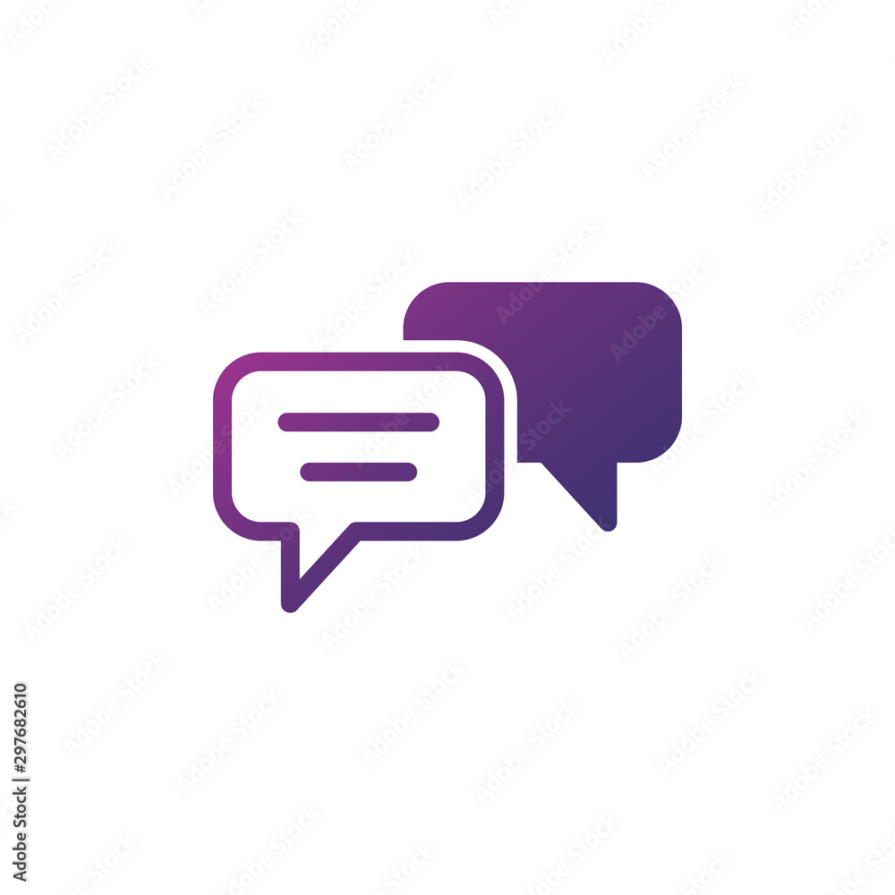 Two Speech bubbles Icon. Simple flat symbol. Stock Vector illustration isolated on white background. Two Speech bubbles Icon. Simple flat symbol. Stock Vector illustration isolated on white background.