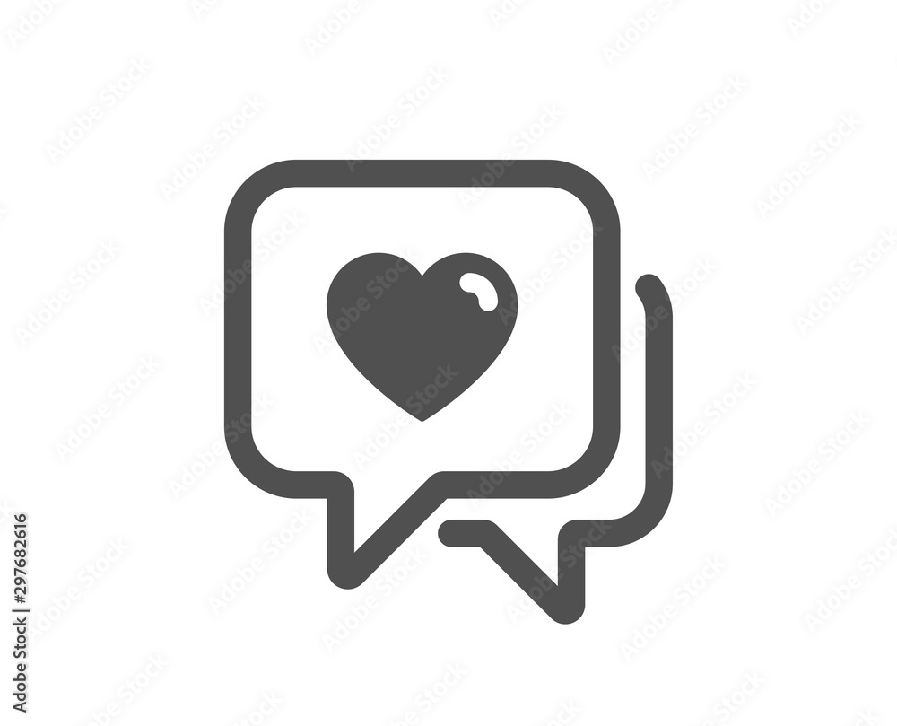 Love chat sign. Heart icon. Valentine day symbol. Classic flat style. Simple heart icon. Vector Love chat sign. Heart icon. Valentine day symbol. Classic flat style. Simple heart icon. Vector