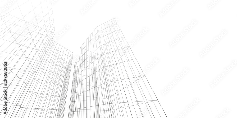 Architecture building 3d. Concept sketch. White backdrop Architecture building 3d. Concept sketch. White backdrop