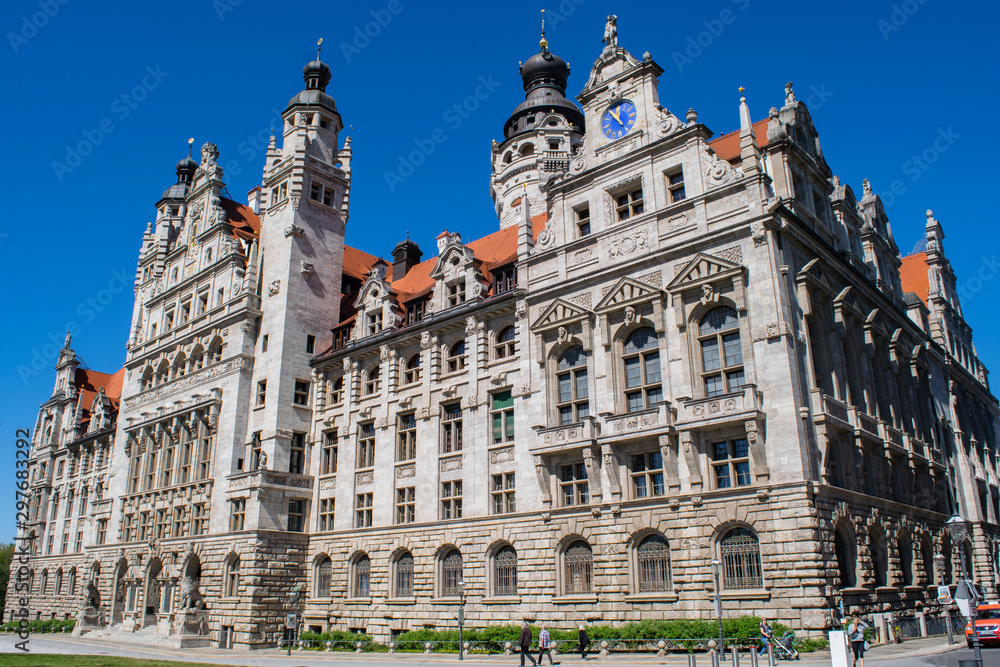 Fototapeta premium Facade of the New Town Hall in Leipzig, Germany