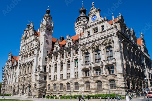 Facade of the New Town Hall in Leipzig  Germany