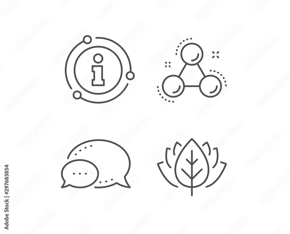 Chemistry molecule line icon. Chat bubble, info sign elements. Laboratory atom sign. Analysis symbol. Linear chemistry molecule outline icon. Information bubble. Vector
