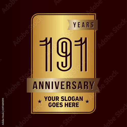 191 years anniversary design template. One hundred and ninety-one years celebration logo. Vector and illustration.