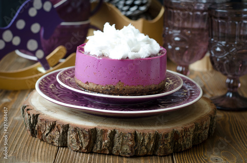 Cheesecake without baking with  Acai Powder and Cotton Candy