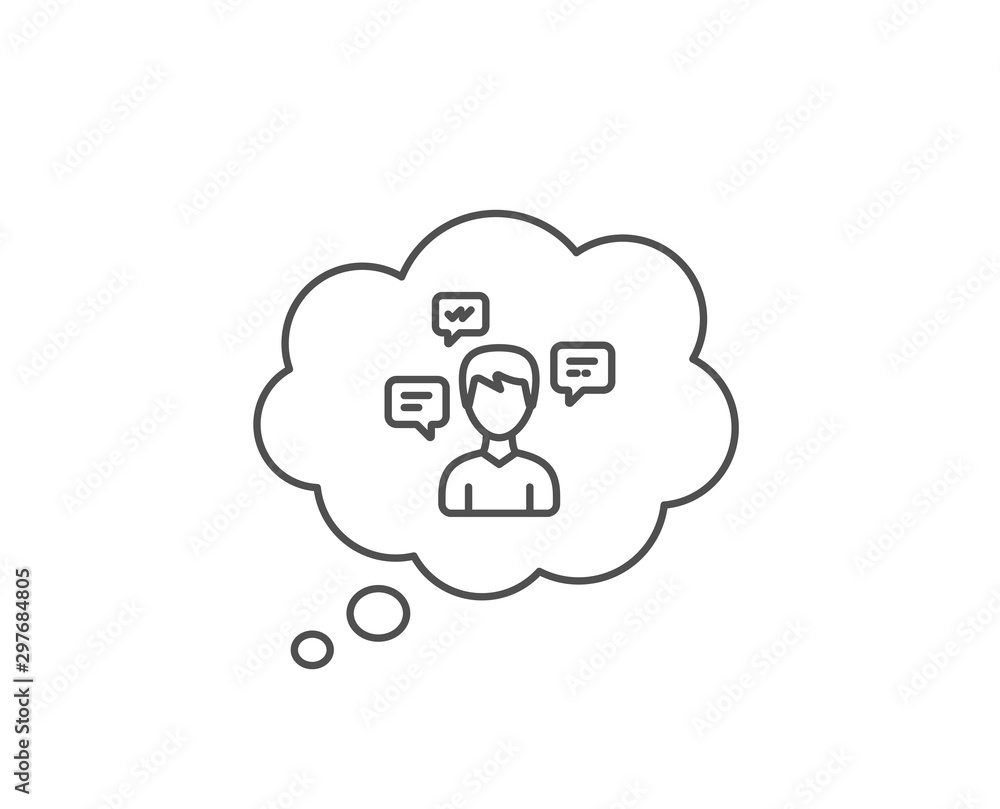 Chat Messages line icon. Chat bubble design. Conversation sign. Communication speech bubbles symbol. Outline concept. Thin line conversation messages icon. Vector