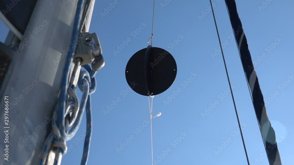 Sign on a yacht indicating the anchorage of the vessel. Slow motion Sign on a yacht indicating the anchorage of the vessel. Slow motion