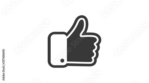 Thumb up like motion 4k video on white background