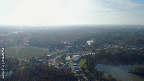 Aerial pan across beautiful countryside near Moama, NSW Australia photo