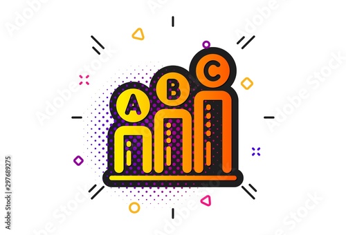 Column chart sign. Halftone circles pattern. Graph icon. Ab test diagram symbol. Classic flat graph chart icon. Vector