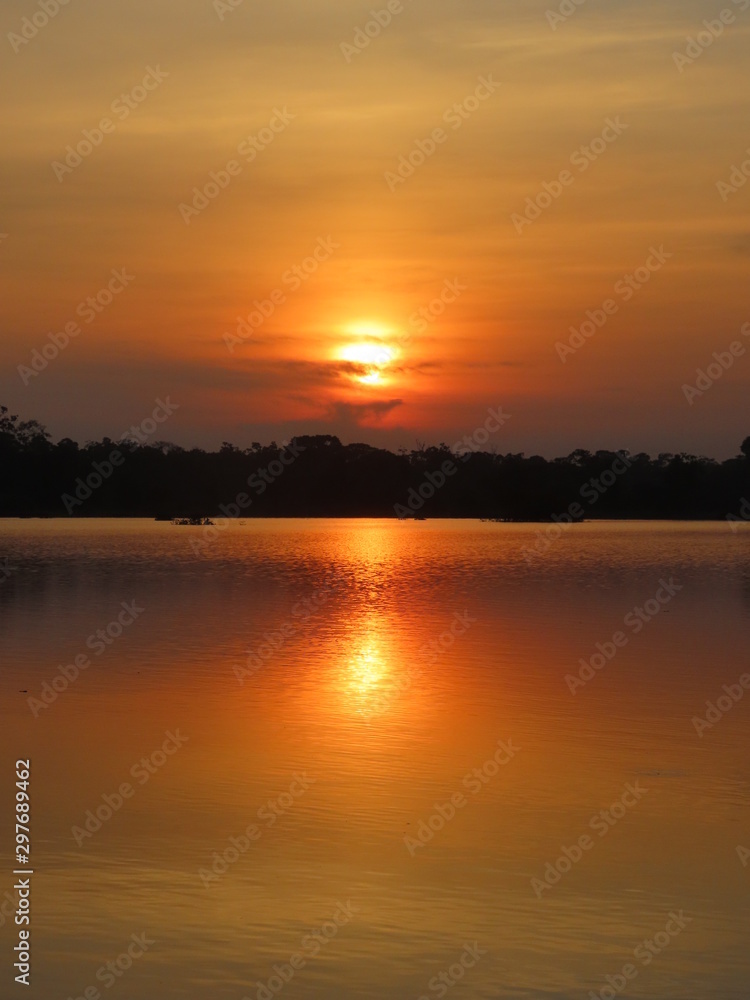 sunset over lake