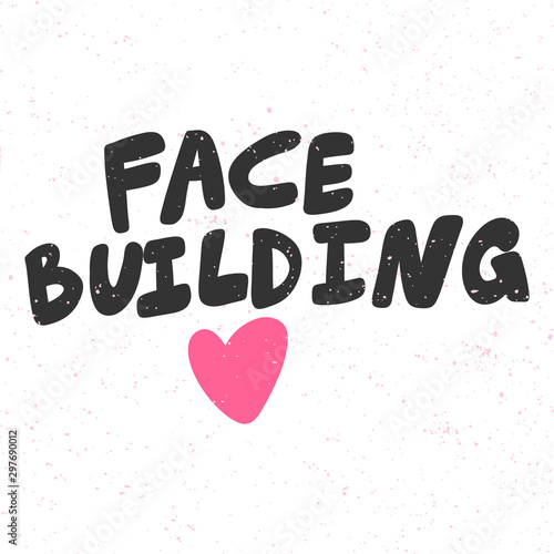 Face building. Sticker for social media content. Vector hand drawn illustration design. 