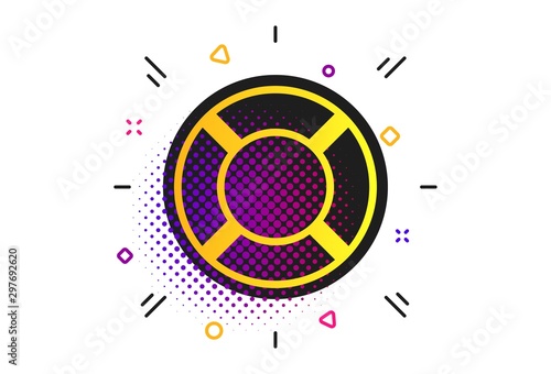 Lifebuoy sign icon. Halftone dots pattern. Life salvation symbol. Classic flat lifebuoy icon. Vector