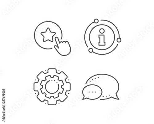 Loyalty star line icon. Chat bubble, info sign elements. Bonus points. Discount program symbol. Linear loyalty star outline icon. Information bubble. Vector