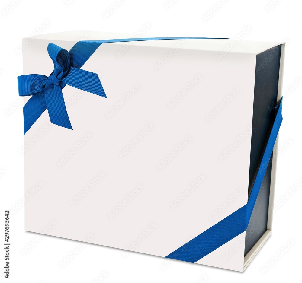 3d Gift box with blue ribbon isolated on white background 3d illustration 3d Gift box with blue ribbon isolated on white background 3d illustration