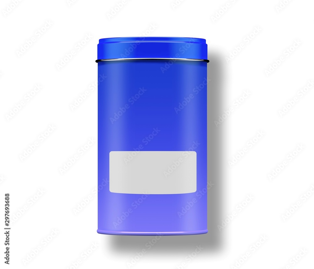 Tin can packaging Mockup with lid and blank label. Tea, coffee, dry products, gift box 3d illustration Tin can packaging Mockup with lid and blank label. Tea, coffee, dry products, gift box 3d illustration