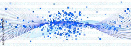 Matrix Codes. Blue Binary Background. White 