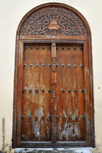 Traditional wooden carved door in Stone Town, Zanzibar, Tanzania, Africa © Oleg Znamenskiy