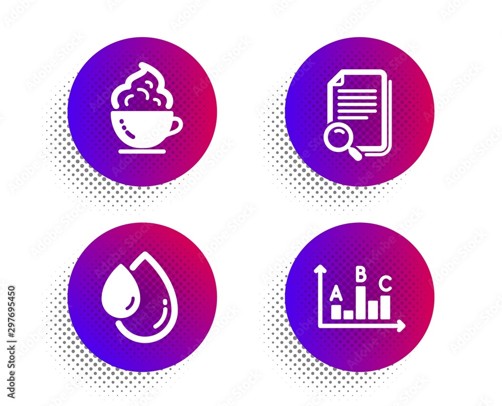 Search file, Coffee cup and Oil drop icons simple set. Halftone dots button. Survey results sign. Find document, Whipped cream, Serum. Best answer. Business set. Classic flat search file icon. Vector Search file, Coffee cup and Oil drop icons simple set. Halftone dots button. Survey results sign. Find document, Whipped cream, Serum. Best answer. Business set. Classic flat search file icon. Vector