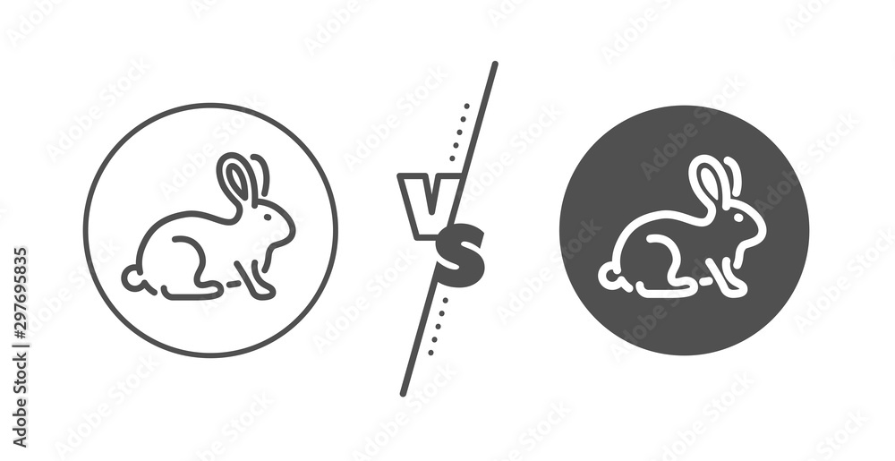 Bio cosmetics sign. Versus concept. Animal tested line icon. Fair trade symbol. Line vs classic animal tested icon. Vector Bio cosmetics sign. Versus concept. Animal tested line icon. Fair trade symbol. Line vs classic animal tested icon. Vector
