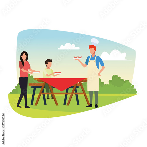 avatar family in a picnic table  colorful design