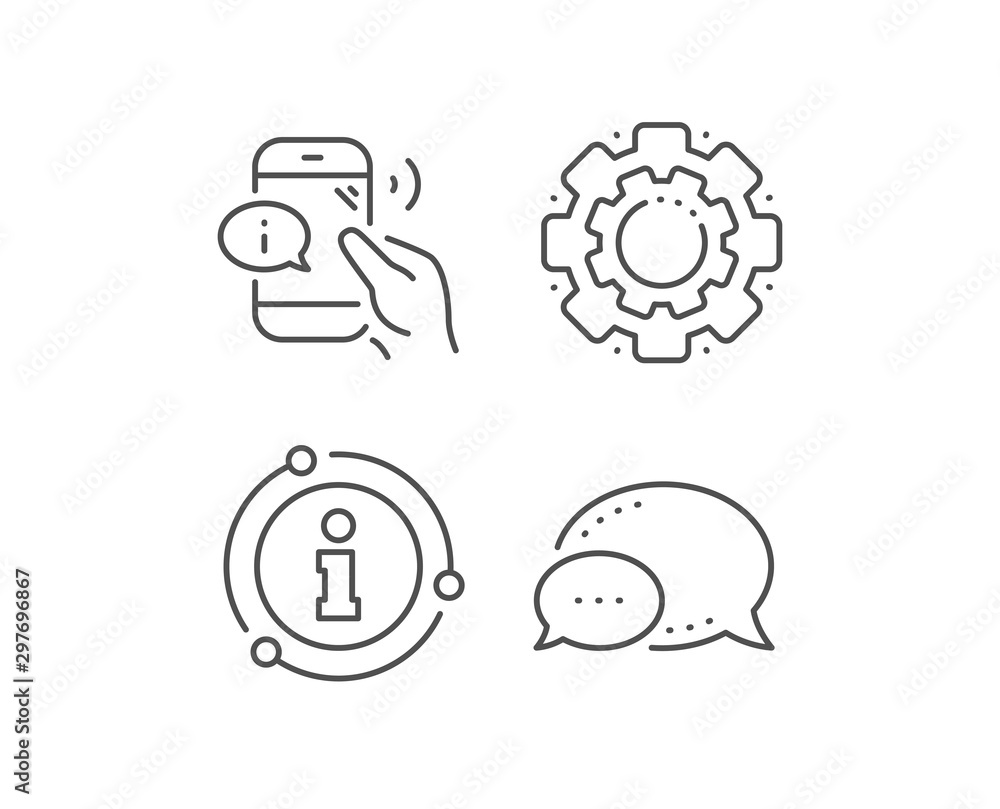 Call center service line icon. Chat bubble, info sign elements. Phone support sign. Feedback info symbol. Linear call center outline icon. Information bubble. Vector Call center service line icon. Chat bubble, info sign elements. Phone support sign. Feedback info symbol. Linear call center outline icon. Information bubble. Vector