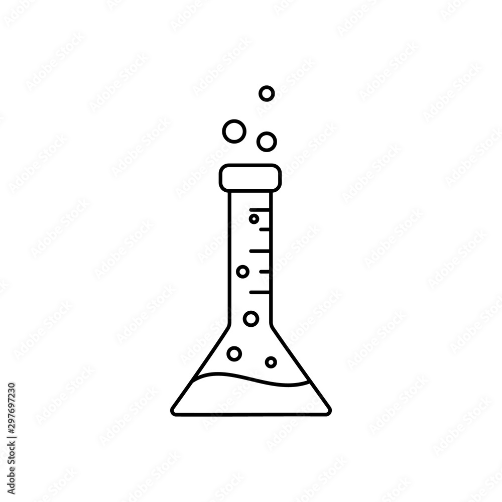 flask, test tube, chemistry line icon on white background flask, test tube, chemistry line icon on white background