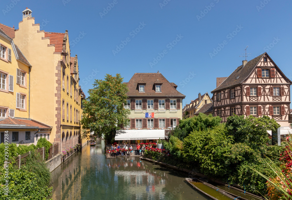 Traditional buildings in the  little Venice area in the old town of Colmar