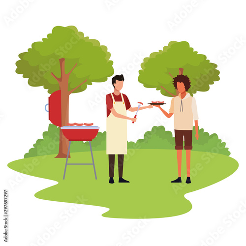 avatar men in a bbq grill, colorful design