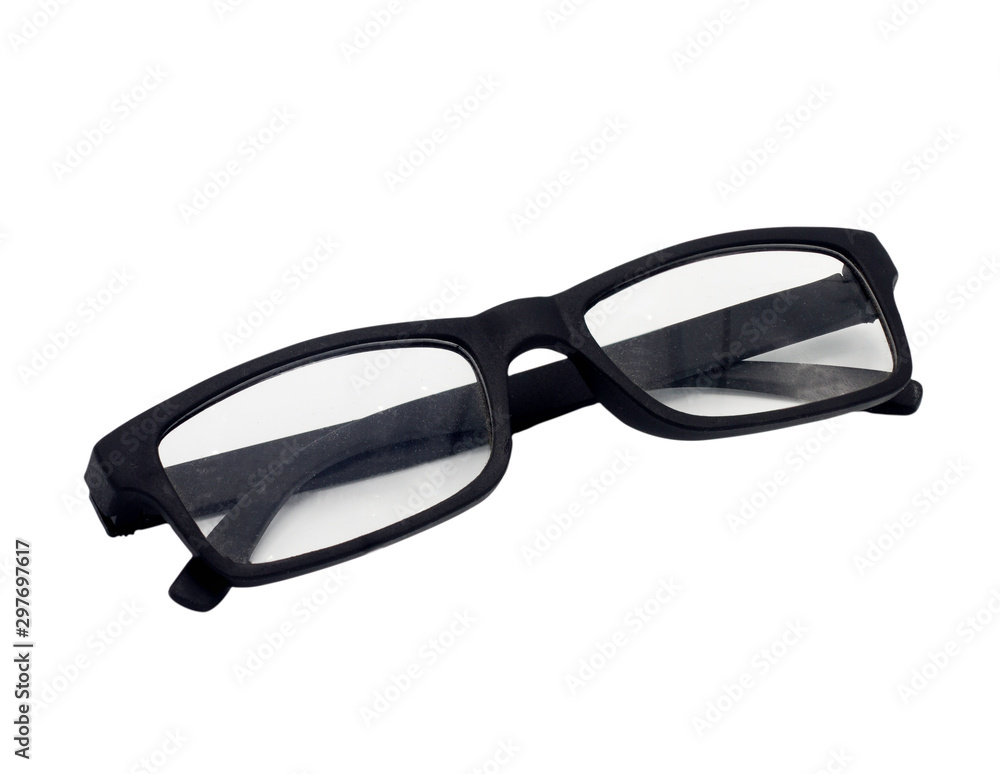 Black eyewear on a white background.with clipping path Black eyewear on a white background.with clipping path