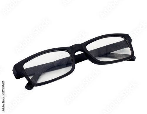 Black eyewear on a white background.with clipping path