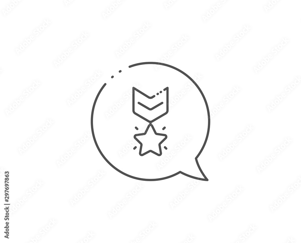 Winner medal line icon. Chat bubble design. Ranking star sign. Best rank symbol. Outline concept. Thin line winner medal icon. Vector Winner medal line icon. Chat bubble design. Ranking star sign. Best rank symbol. Outline concept. Thin line winner medal icon. Vector