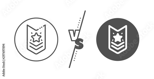Star award sign. Versus concept. Shoulder strap stars line icon. Best rank symbol. Line vs classic shoulder strap icon. Vector