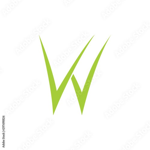 letter w green grass symbol logo vector