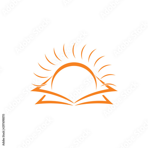 sun book bright education symbol vector