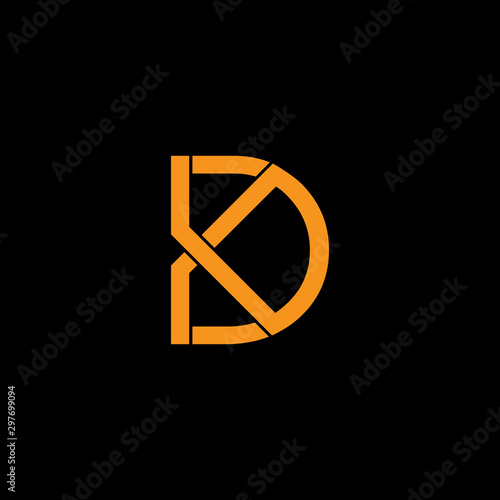 letter dk simple linked line logo vector