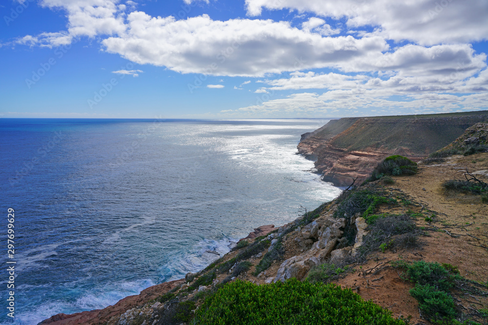 View of the coastal cliffs Kalbarri National Park in the Mid West region of Western Australia. View of the coastal cliffs Kalbarri National Park in the Mid West region of Western Australia.