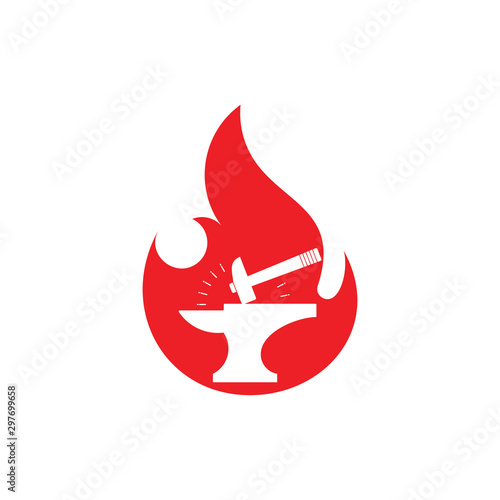 iron hammer negative space design symbol silhouette design vector