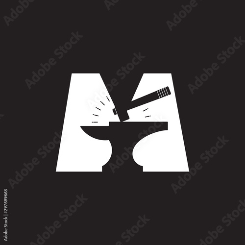 letter m blacksmith design logo vector