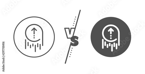 Scrolling arrow sign. Versus concept. Swipe up line icon. Landing page scroll symbol. Line vs classic swipe up icon. Vector