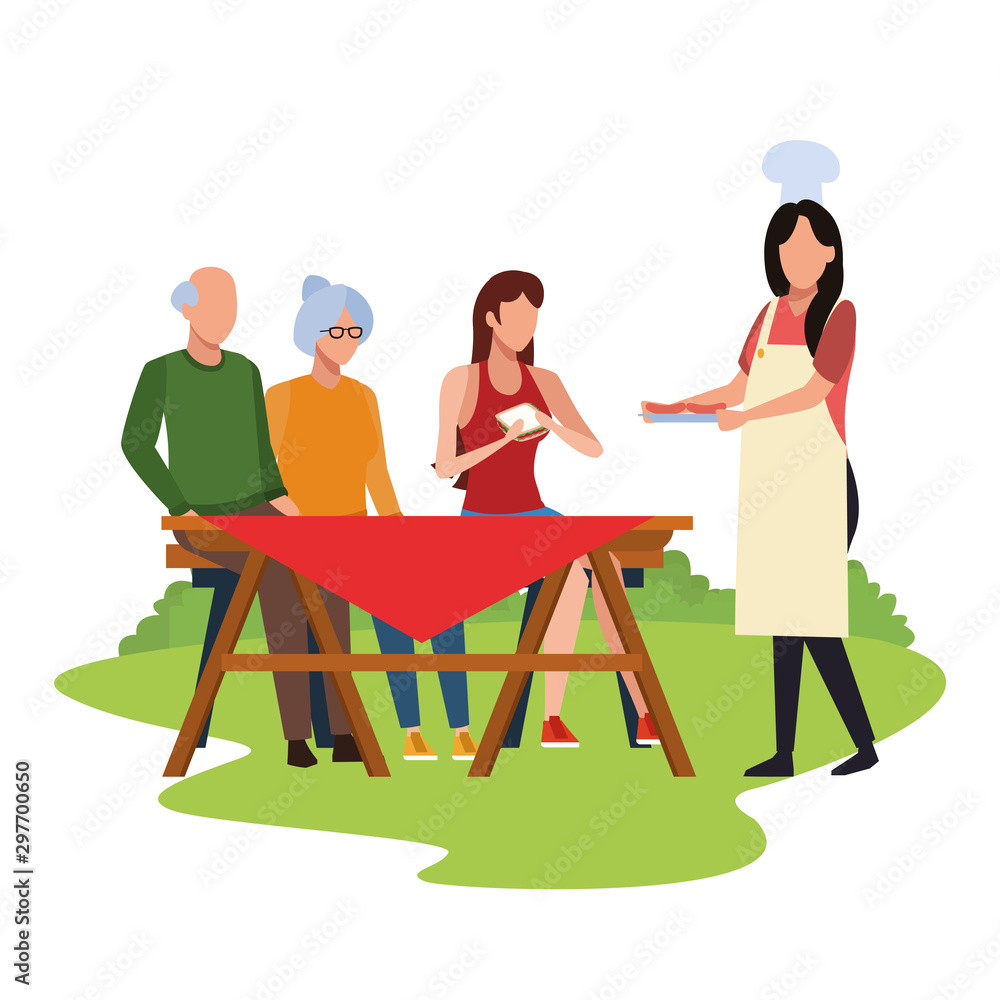 avatar friends in a picnic table, colorful design avatar friends in a picnic table, colorful design