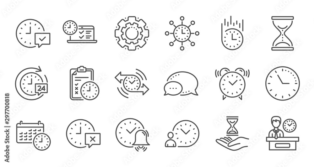 Time line icons. Calendar, Time management and Delivery. Hourglass linear icon set. Quality line set. Vector
