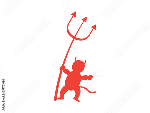 Red silhouette of a diablo cartoon. Halloween concept - Vector illustration