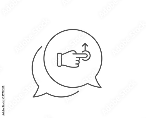 Drag drop gesture line icon. Chat bubble design. Slide arrow sign. Swipe action symbol. Outline concept. Thin line drag drop icon. Vector
