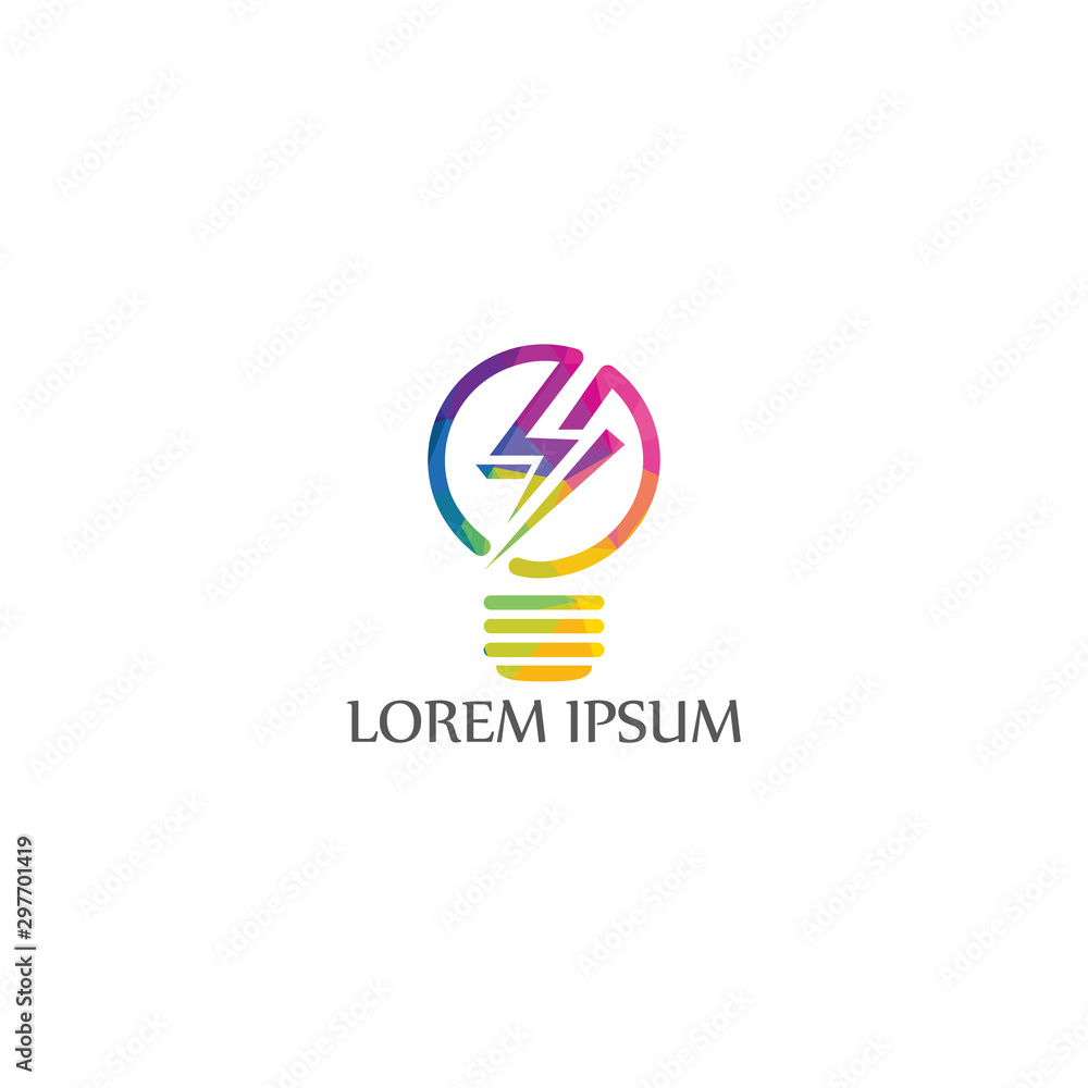 Lightning bolt logo design concept. bulb lamp lightning thunderbolt electricity logo design template Lightning bolt logo design concept. bulb lamp lightning thunderbolt electricity logo design template
