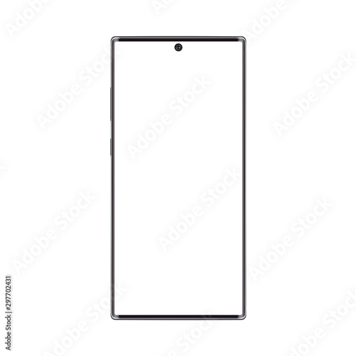Realistic trendy frameless premium smartphone mockup with blank screen isolated. Can be use for any project presentation.