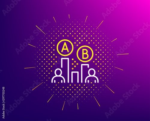 Ab testing line icon. Halftone pattern. Ui test chart sign. Gradient background. Ab testing line icon. Yellow halftone pattern. Vector